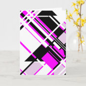マゼンタブラック薄紫ホワイト傾斜幾何デザイン カード (黄色い花)