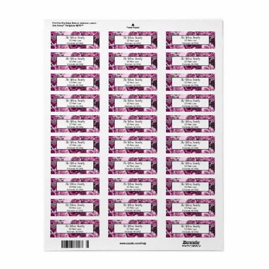 マゼンタブルガンディーピンクとパープルフルードのアート ラベル (フルシート)