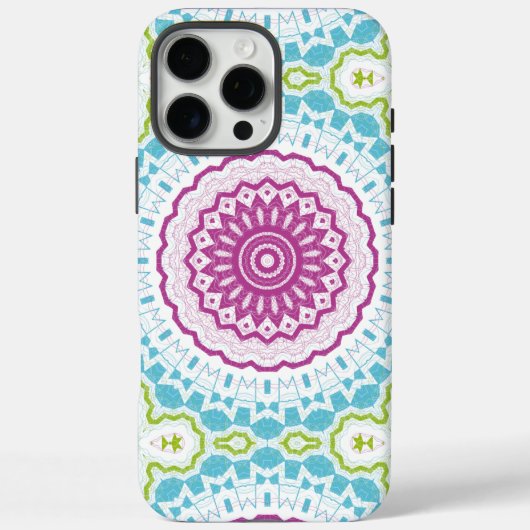 マゼンタブルーとグリーンマンダラ柄 Case-Mate iPhoneケース (裏面)