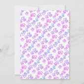 マゼンタブルーのリンクハートブライダルシャワーテンプレート 招待状 (裏面)