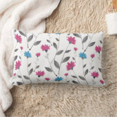 マゼンタブルーウォーターのカラーデイジーパターン ランバークッション (ブランケット)