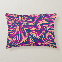 マゼンタブルーベージュ抽象芸術流体波渦 アクセントクッション