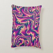 マゼンタブルーベージュ抽象芸術流体波渦 アクセントクッション (裏面(縦))