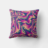 マゼンタブルーベージュ抽象芸術流体波渦 クッション (裏面)