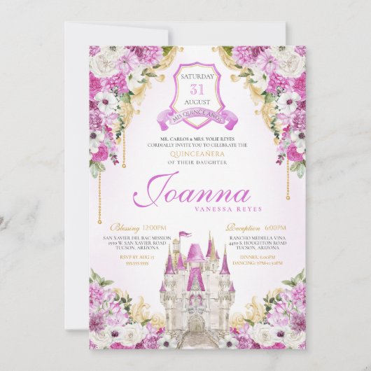 マゼンタプリンセスキャッスル王室のキンセアニェラ 招待状 (正面)