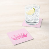 マゼンタプリンセスクラウンの背景（ピンク） スクエアペーパーコースター (インサイチュ)