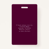 マゼンタプロフェッショナル従業員のOfficeフォトID バッジ (裏面)