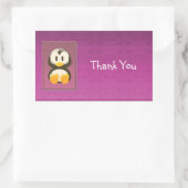 マゼンタペンギンありがとうステッカー 長方形シール (バッグ)