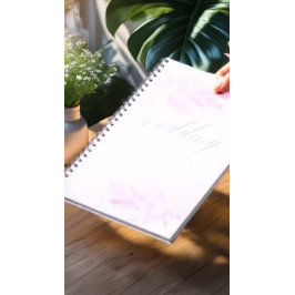 マゼンタホットピンクの水の色のリーフ結婚のゲストブック ノートブック