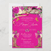 マゼンタホットピンクバラファンシーチャロキンセニェラ 招待状 (正面)