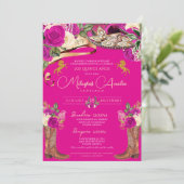 マゼンタホットピンクバラファンシーチャロキンセニェラ 招待状 (スタンド正面)