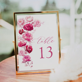 マゼンタホットピンクバラ結婚フローラのテーブル番号