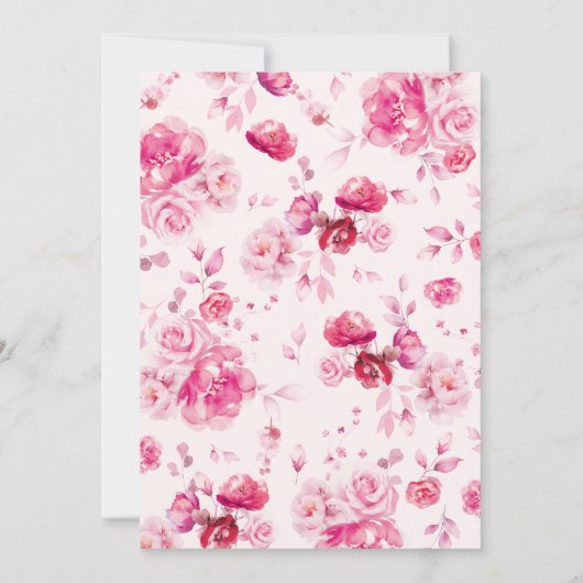 マゼンタホットピンクフローラエレガントウェディング招待状 招待状 (裏面)