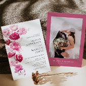 マゼンタホットピンクフローラエレガントウェディング招待状 招待状