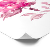 マゼンタホットピンクフローラブライダルシャワーウェルカムサイン ポスター (角)