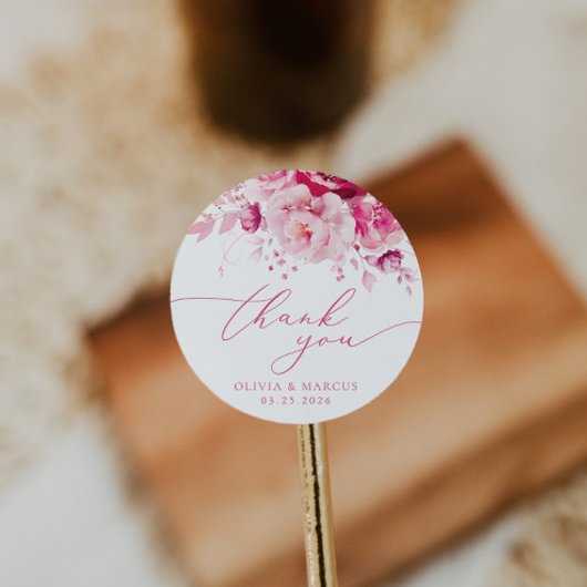 マゼンタホットピンク結婚フローラお願い ラウンドシール