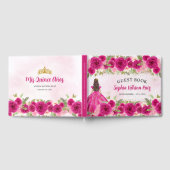 マゼンタホットピンク金ゴールドフローラプリンセスキンセアニラ ゲストブック (全面)