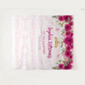 マゼンタホットピンク金ゴールドフローラプリンセスキンセアニラ タペストリー (正面(横))