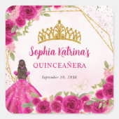 マゼンタホットピンク金ゴールドフローラプリンセスティアラ スクエアシール (正面)