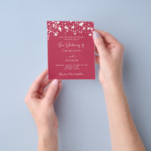 マゼンタホワイトスターズの予算結婚式招待状 チラシ (手)