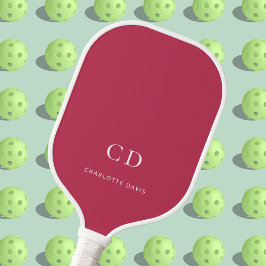 マゼンタホワイトモノグラムイニシャル名 ピックルボールラケット