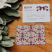 マゼンタボウフローラウェディングRSVP食事の選択 出欠カード