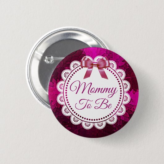 マゼンタボウベビーシャワーボタンになるママ 缶バッジ (正面&裏面)