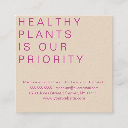 マゼンタボタニカルヒビスカス熱帯植物園 スクエア名刺 (裏面)