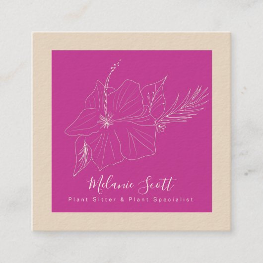 マゼンタボタニカルヒビスカス熱帯植物園 スクエア名刺 (正面)