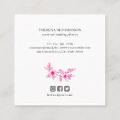 マゼンタマグノリアリースモノグラムソーシャルメディア スクエア名刺 (裏面)