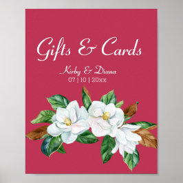 マゼンタマグノリア結婚ブーケ徴候 ポスター