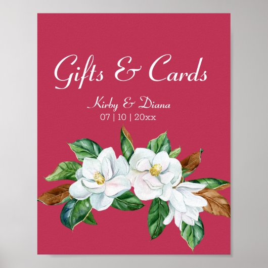 マゼンタマグノリア結婚ブーケ徴候 ポスター (正面)