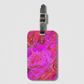 マゼンタマーブルスワール荷物タグ ラゲッジタグ (正面縦)