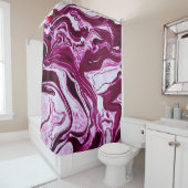 マゼンタマーブルテクスチャ:抽象芸術流体アート シャワーカーテン (インサイチュ)