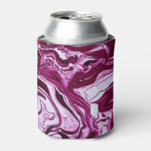 マゼンタマーブルテクスチャ:抽象芸術流体アート 缶クーラー (缶正面)