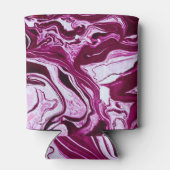 マゼンタマーブルテクスチャ:抽象芸術流体アート 缶クーラー (裏面)