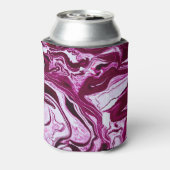 マゼンタマーブルテクスチャ:抽象芸術流体アート 缶クーラー (缶裏面)