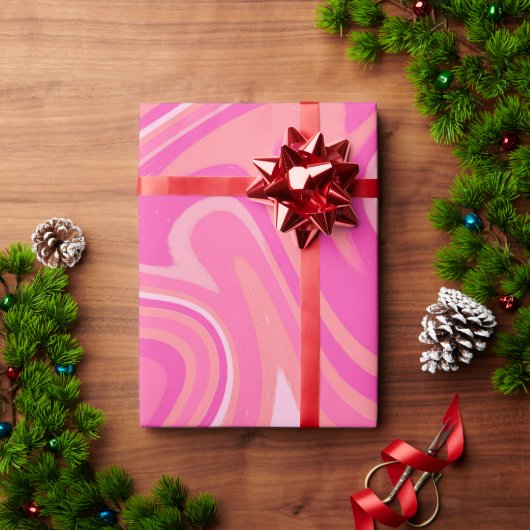 マゼンタマーブル ラッピングペーパー (クリスマスギフト)