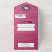 マゼンタメキシコパスポ結婚ート オールインワン招待状 (外側)