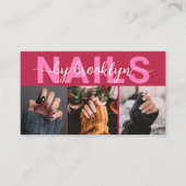 マゼンタモダンフォトタイポグラフィネイルアーティスト 名刺 (正面)