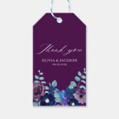 マゼンタユーカリフローラ冬の結婚式の好意 ギフトタグ (正面)