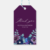 マゼンタユーカリフローラ冬の結婚式の好意 ギフトタグ (裏面)