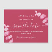 マゼンタユーカリ結婚式は日付磁石を保存 マグネット招待状 (正面)