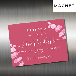 マゼンタユーカリ結婚式は日付磁石を保存 マグネット招待状