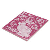 マゼンタラビットバード自然ウッドランドかわいらしフローラ タイル (側面)