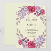 マゼンタリラックスユーカリの結婚式 招待状 (正面/裏面)