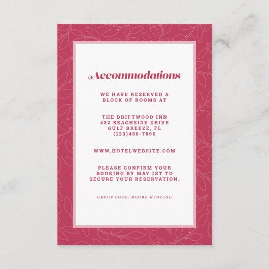 マゼンタレッドモダンズ結婚アコモデーション詳細 エンクロージャーカード (正面)