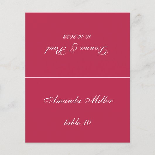 マゼンタレッド結婚の座席表印刷ゲスト名 (正面)