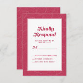 マゼンタレッド芸術的リーフ |モダンはっきりした抽象芸術 出欠カード (正面/裏面)