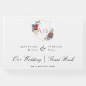 マゼンタローズウォーターカラーボタニカルクレストモノグラム ゲストブック (正面)